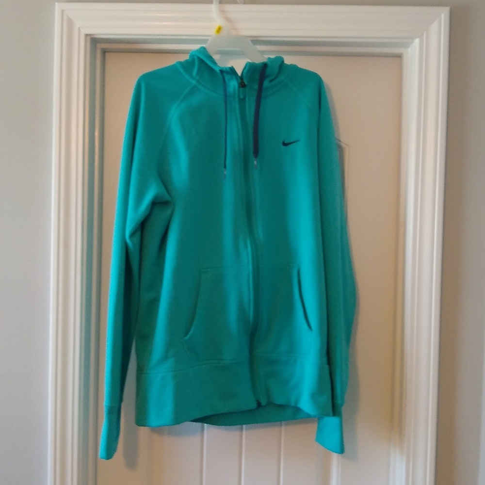 Nike turquoise size medium zip up hooded sweatshirt
